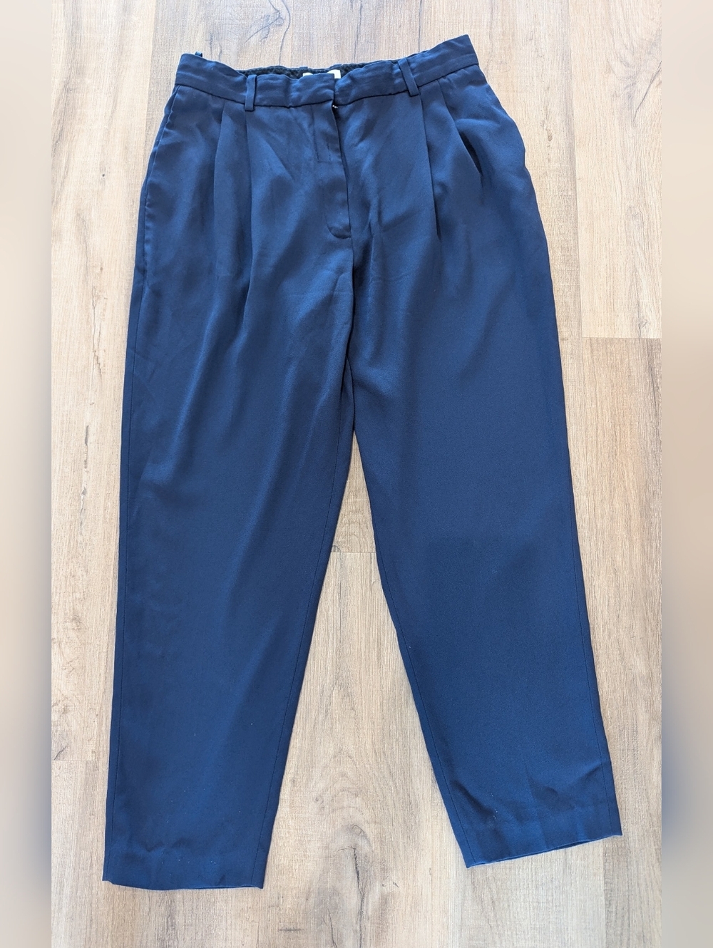 Babaton Navy Pleated High-Rise Straight Trousers - Picture 2 of 9
